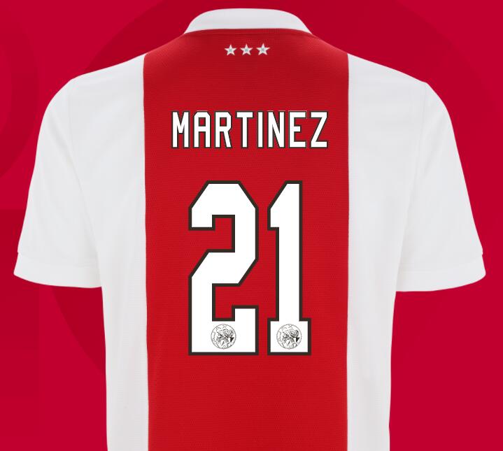 2021/22 Ajax Home Kit Soccer Jersey with Martinez 21 printing